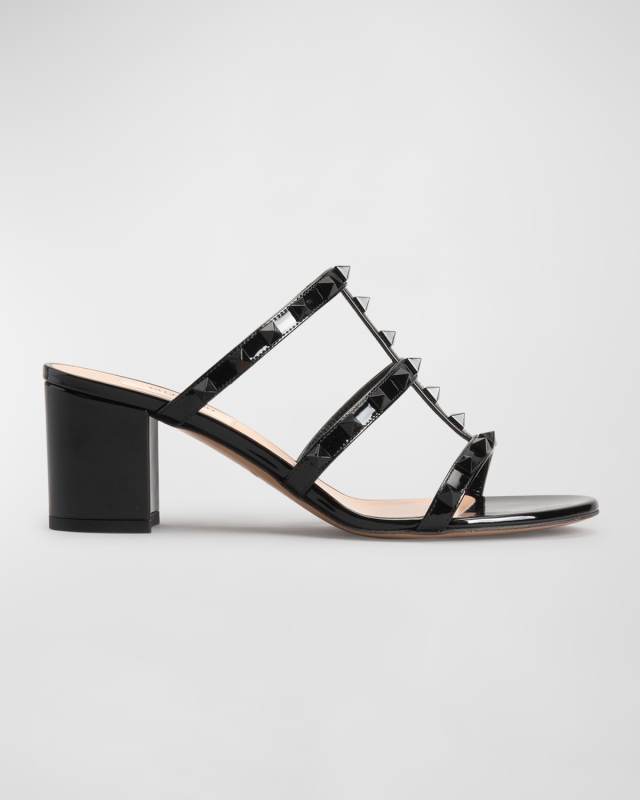 Rockstud Tonal Patent Caged Sandals